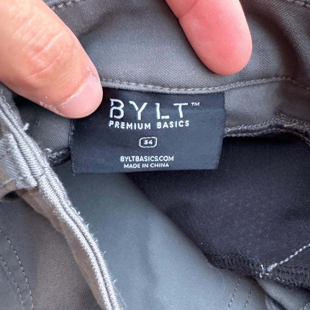 BYLT Premium Basics Everyday Pant Mens 34 Charcoal Grey Tapered Chino Trouser - Picture 8 of 14